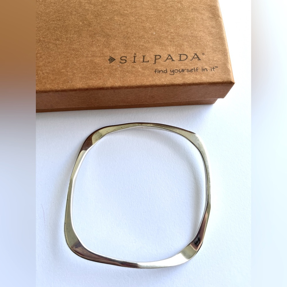 Silpada Vintage 925 Sterling Silver Hip to Be Square Bangle Bracelet B2278